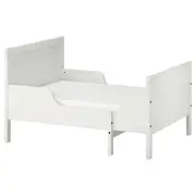 SUNDVIK ext bed frame with slatted bed base, white, 91x190 cm