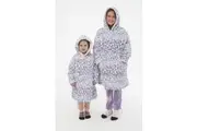 Girls Purple Blue Leopard Print Hooded Blanket Oversized