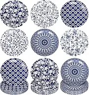 60 Pcs Blue White Flower Paper Plates Chinoiserie Floral Pattern Disposable Plates 9 Inch Party Tableware for Wedding Birthday Picnic Table Decor Supplies, 6 Designs