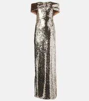 [Self-Portrait] Self-Portrait Sequined cutout maxi dress AU 16 gold
