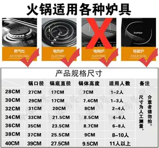 商用不銹鋼火鍋盆大號家用雙耳小肥羊加厚清湯鍋電磁爐專用火鍋鍋「限時特惠」