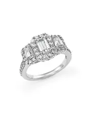 Emerald-Cut Diamond Three Stone Engagement Ring in 14K White Gold, 2.0 ct. t. w.