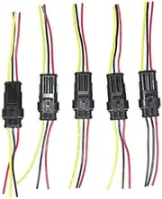 HIGHROCK 5 Kit 3 Pin Way Car Waterproof Electrical Connector Plug with Wire AWG Marine