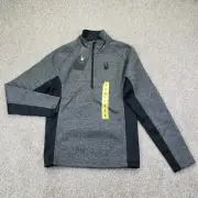 NEW Spyder Small S Mens Outbound 1/2 Zip Pullover Sweater Long Sleeve Gray Black