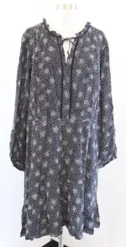 NWT Ann Taylor Loft Plus Black White Spotted Ruffle Tie Neck Dress Size 26