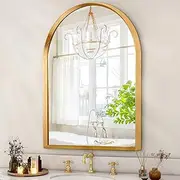 HLFMVWE Arched Bathroom Mirror, Wall Mounted Mirror Gold Arch Mirror Aluminum Alloy Frame Bathroom Mirror Living Room, Bedroom, Bathroom and Entryway 20"x16"