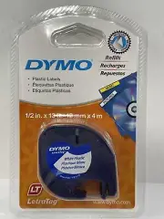 Dymo LetraTag White Plastic Labels Refill 0.5 in x 13 ft New & Sealed