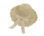 C15 Outdoor Ladies Handmade Crochet Big Brim Sunscreen Straw Hat Folding Lace Bow Beach Sun Hat Sun Hat Vacation Travel Hat for Women
