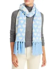 MSRP $88 Aqua Heart Jacquard Scarf Blue Size OSFA