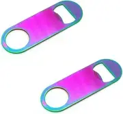 Rainbow Color Stainless Steel Flat Bottle Opener, Small, colors