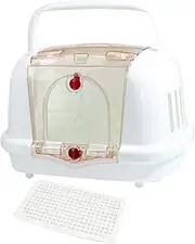 Qianly Sturdy Pet Travel Carrier, Hard-Sided Crate for Dogs and Kittens, White