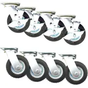 8pcs Set Pneumatic Caster Wheel 6Inch Inflatable Castor 4swivel&lock+4Swivel