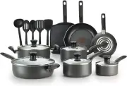 Tefal Initiatives 18 Pc Cookware Set Non Stick Pots Frying Pan Charcoal Black