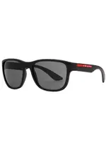 Prada Linea Rossa - Wayfarer-style Sunglasses Black, Matte, Designer-engraved Lenses, Designer Plaque at Arms, 100% UV Protection One Size