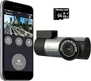 Dash Cam 1080 P Ultra HD Car DVR Front Camera with Built-in WiFi & GPS (150 Degree Wide) with 64 GB High Speed SD Card Free (Maximum Support 128 GB) 24 Hour Monitoring/Night Vision/G-Sensor