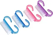 FOMIYES Ergonomic Handle Dust Brush Set 5 Pack Soft Nail Brush for Gentle Hand and Foot Cleaning Random Color