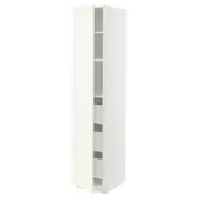 METOD / MAXIMERA high cabinet with drawers, white/Vallstena white, 40x60x200 cm