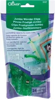 Clover 3157 24-Piece Jumbo Wonder Clips with Seam Allowance Markings, 2-1/4