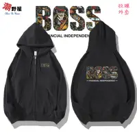 在飛比找momo購物網優惠-【潮野屋】BOSS 大老闆 連帽外套 衣服 長袖上衣 男女休