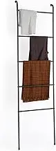 Towel Blanket Ladder Leaning Black Metal Blanket Holder 5 Tier Industrial Ladder Rack for Bathroom Living Room Laundry Room (Matte Black)