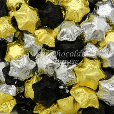 Milk Chocolate Stars - Black, Silver and Gold 5kg - 575 pieces - Made in Aust...