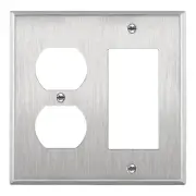 Combination Duplex Receptacle Outlet or Decorator Light Switch Metal Wall Plate,
