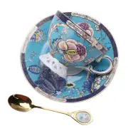 7oz British Fine Bone China Coffee Cup and Saucer,Flora Porcelain Tea Cup,Blu...