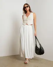 [Mooloola] Mooloola Women's Aster Maxi Skirt in Cream Size 2 2 Cream