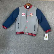 Super Mario Nintendo Varsity Bomber Jacket Little Boys Size 7/8