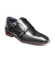 Stacy Adams Men's Karson Double Monk Strap Black Leather Shoes 25570-001