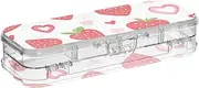 [Amooorous] Strawberry Country Style Valentine Designed Plastic Box For Pencils Double-Deck Pens Case Hard For Stationery With Snap And Lid
