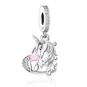 SOLID Sterling Silver Sparkly Unicorn Horse Lucky in Love Charm Pendant - AVILIA Designs