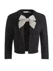 ALICE + OLIVIA AKIRA EMBELLISHED BOW BLAK JACKET SIZE M NWT