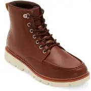Mutual Weave Men's Ashland Flat Heel Lace Up Boots Cognac Size 12