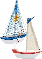 GETAJGHSD 2pcs Solid Wood Sailing Model Sailboat Model Ornaments Sailing Ornament Mediterranean Sailboat Model Nautical Decor Miniature Sailboat Model Ship Model Ornaments Mini Boat Ornament