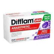 Difflam Plus Anaesthetic Sore Throat Lozenges Blackcurrant Flavour X 32