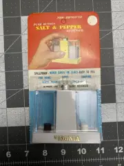 Vintage Push Button Salt & Pepper Dispenser NEW White “Virginia” Collectible