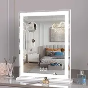 ANYHI Vanity Mirror with Light, 50x40.5cm LED Vanity Mirror with Light Strip, Hollywood Makeup Mirror, 3 Light Modes, Dimmable, Smart Touch Control, White