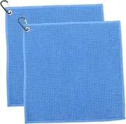 YARNOW 2pcs Golf Towels 30x30cm Microfiber Wet Dry Towels for Balls Portable Golfing Cleaning Buckle Outdoor Sports Accessory