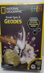National Geographic Break Open 2 Geodes Crystal Treasure Science STEM Kit New