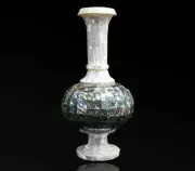 12" Marble Vase Flower Pot Inlay Work Pietra Dura Beautiful Paua Shell Decors