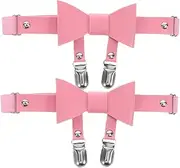 [Holibanna] 1 Pair Bow Garters with Clip Bride Bowknot Garters Belts Leg Ring for Stocking Women Outfit Bridal Shower Engagement Wedding Decorations Pink