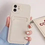 Card Holder Case for iPhone 11 Cases Card Slot Silicone Funda for iPhone 14 12 13 Pro Max 13 Mini XR 7 8 Plus SE 2022 X XS Max Cover,White,for iPhone 13 ProMax