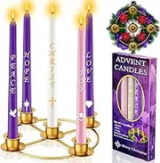 Advent Wreath 5 Candle Holder Set With Candles, Christmas Candle Rings for Tapered Candles, Table Decoration for Christmas Festival Home Church