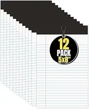 1InTheOffice Jr Legal Pads,Small Legal Notepads, 5" x 8", Narrow Ruled Note Pad, White, 50 Sheets/Pad, 12 Pads/Pack
