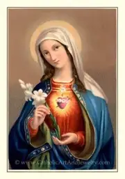 New! Immaculate Heart of Mary – Benziger – based on a Vintage Holy Card – Cathol