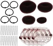 ADOCARN 1 Set Elegant Hair Bun Cover Invisible Hair Nets with Clips for Parties Weddings Everyday Use