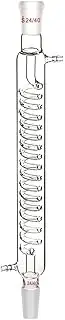 Suesacy Borosilicate Glass Condenser with 24/40 Fitting 300mm Jacket Length Laboratory Glass Condenser Serpentine Condenser Tube Easy Install Easy to Use