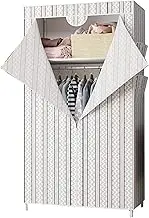 Canvas Wardrobe Portable Wardrobe with Hanging Rail Foldable Closet Washable for Clothes, Bags, Shoes, Living Room, Bedroom