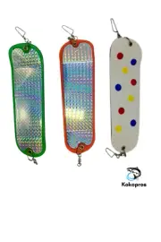 KOKOPROS ® 8 1/2 in. 3 Pack Salmon Kokanee Flashers, Green, Orange, Wonder.